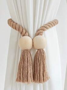 1/2pcs Wooden Tassel Magnetic Curtain Tie Backs - Minimalist Curtain Rings, Suitable For Bedroom, Living Room, Kitchen. Strong Magnets And Easy To Use, Perfect For Home Decorators, Renters, Minimalists. Ideal Housewarming, Christmas, Birthday Gift. - Multicolor - View 10