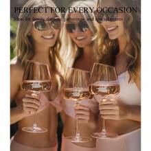 Pink Slanted Wine Glasses Set Of 6, 18 Oz Large Stemware Red Or White Wine, Elegant Drinking Glassware Parties, Weddings, And Home Bar Birthday Women - 腮紅粉色 - 6 件裝 - 查看 5