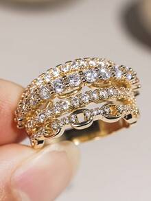 1pc Fashion Cubic Zirconia Ring, Women's Style, Suitable For Wedding, Engagement, Anniversary, Party, Valentine's Day And Other Occasions - 1# - View 3