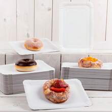 10/20pcs White Paper Party Plates, Lightweight Rectangular Disposable Plates, Large Size Tableware Suitable For Cookies, Cakes, Desserts, Snacks, Appetizers, Holiday Picnics, Party Supplies, Birthday Parties