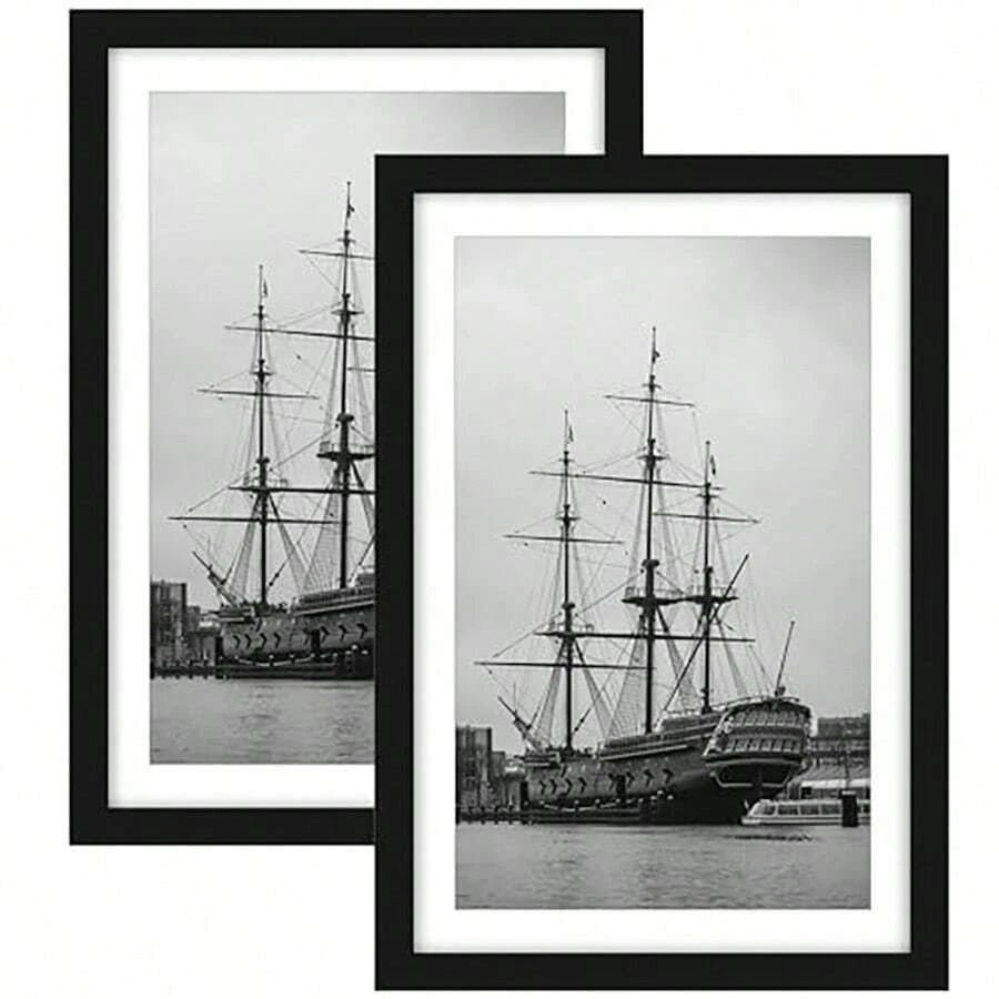 1pc Black Large PS Photo Frame, Minimalist Personalized Multi-Functional Office Decor, Special Gift - Black - View 1