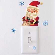 1Pc New Christmas Fluorescent Craft Santa Claus Wall Sticker, Suitable For Bedroom, Living Room And Bathroom Switch Background Decoration, Seasonal Home Decoration, Holiday Home Decoration, Holiday Design, Modern Holiday Decoration, High Quality Adhesive, Easy To Apply Decorations, Decorative Stickers, Holiday Gift Shoppers, Home Decorators