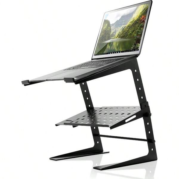 Laptop Stand Ergonomic Computer Desk Stand Workstation Riser With Shelf Storage And Height Alignment For DJ PC Gaming Home Or Office
