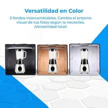 NK Caja de Luz Estudio Fotográfico Plegable (70x70cm) - 160 Leds, 3 temperaturas de Luz, Brillo Ajustable x10, RA90, Productos pequeños Joyas, Asa para Transporte (3 Fondos de Colores) ✅ Entrega 24/72h a España (península) - Negro - Ver 5