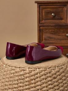 2025 Nuevos zapatos planos de moda con punta puntiaguda, versátiles, casuales, de suela blanda y elegantes para exteriores, disponibles en múltiples tallas - Borgoña [Patchwork] - Ver 6