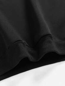 2pcs Girls Black Hoodie Sweatshirt With Floral Print Paired With Matching Black Mesh Skirt, Cute Casual Outfit Suitable For Outdoor - Black - View 4