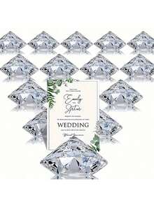 3/10pcs Elegant Acrylic Diamond Table Card Holders, Transparent Resin Table Number Plate Stands, Perfect For Wedding Decor, Party Decor, Room Decor And Home Decor - Multicolor - View 1