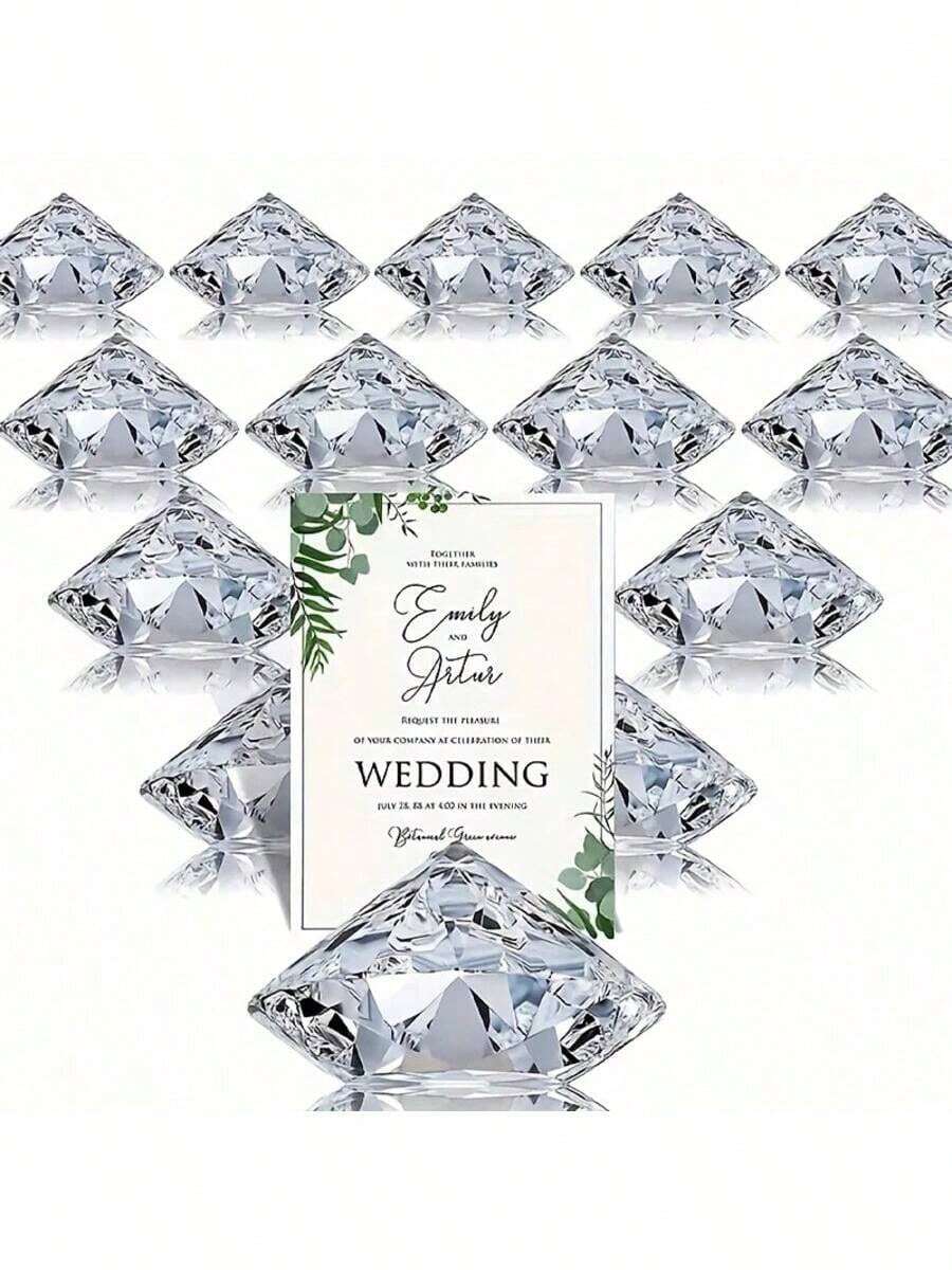 3/10pcs Elegant Acrylic Diamond Table Card Holders, Transparent Resin Table Number Plate Stands, Perfect For Wedding Decor, Party Decor, Room Decor And Home Decor - Multicolor - View 1