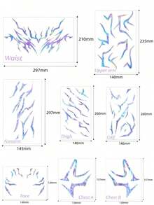 8 Sheets Kpop Tattoos Temporary Tattoos Waterproof Body Tattoos Y2K Face Stickers For Makeup Music Festival Party Favors Cosplay Costume Karneval Fasching Accessories - Multicolor - View 3