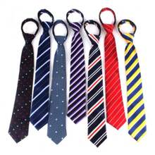 Set Of 3 Imported Luxury Semi-Slim Men's Ties With Knot And Zipper - Black/Navy Blue/Wine - View 3