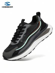 HOBIBEAR (Order 1 Size Up For Wide Feet) 1 Pair High-Quality Women's Running Shoes/Men's Sneakers, Comfortable, Lightweight, Durable Rubber Outsole, Soft Leather Upper, Cushioned Sole, Suitable For Outdoor, Hiking, Walking - Black and Gray - View 7