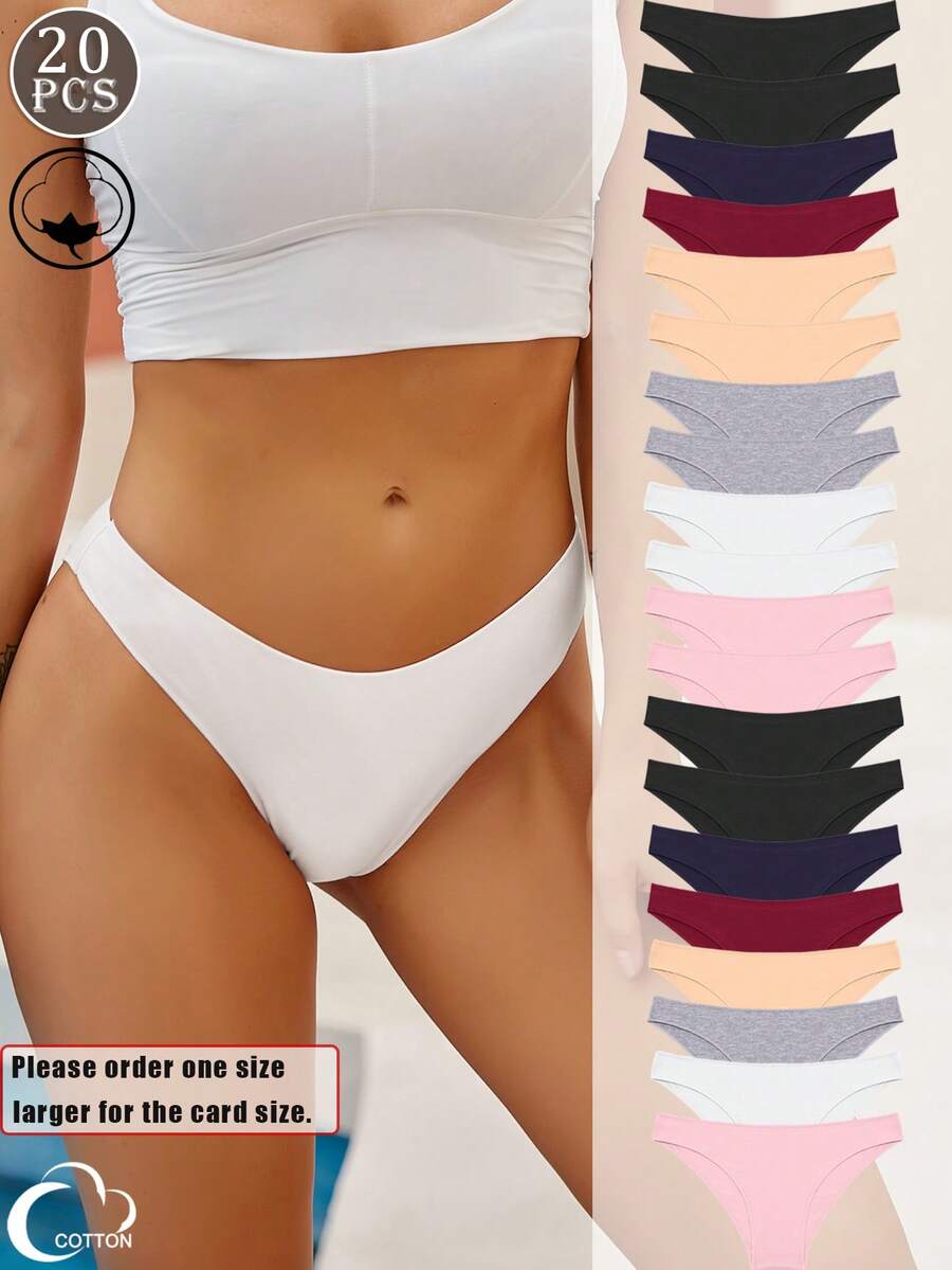 20pcs Women's Multicolor Cotton Simple Comfort Low Waisted Triangle Pants - Nhiều màu - Xem 1