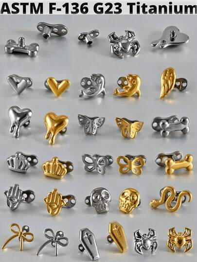1 PC F136 Titanium Dermal Anchor Butterfly Micro Dermal Anchor Skull Surface Piercings Skin Diver Piercing Body Jewelry 14g