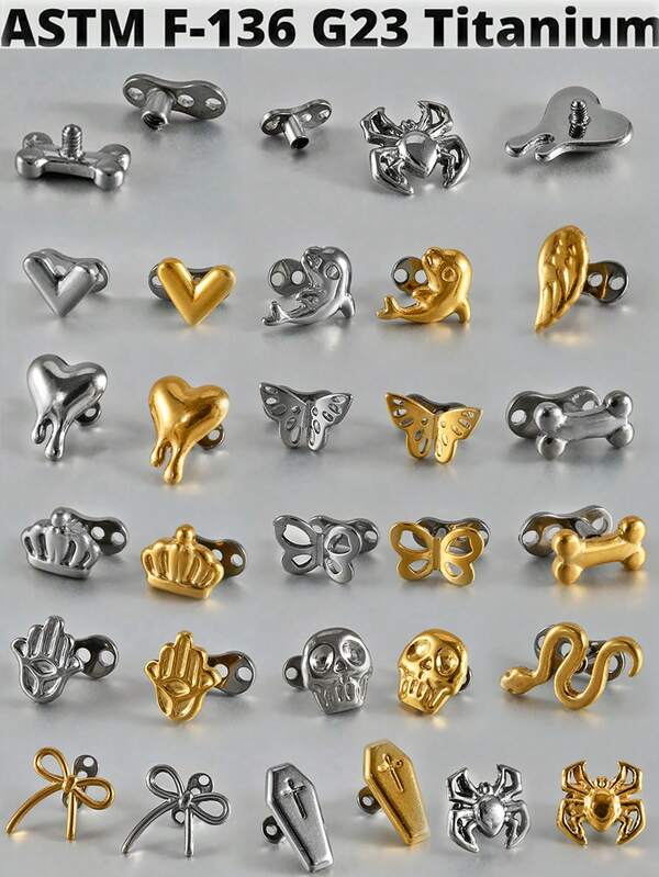 1 PC F136 Titanium Dermal Anchor Butterfly Micro Dermal Anchor Skull Surface Piercings Skin Diver Piercing Body Jewelry 14g