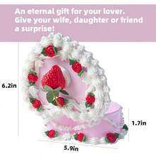 Heart Shaped Jewelry Box For Girls, Fake Cherry Pink Cake, Cute Kawaii Decorative Storage Accessories - 草莓 - 查看 12