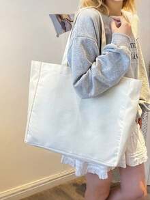 3/1pc Canvas Tote Bag, Annual Party Carry Gift Bag, DIY Design, Minimalist Elegant, Bridesmaid Wedding Gift Bag, Cosmetic Bag, Travel Organizer Bag, Large Capacity Travel Makeup Bag - Multicolor - View 6