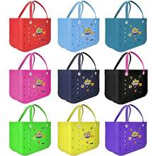 Women's Large-Capacity Beach Bag With Multiple Colors Available, Rubber Waterproof And Sand-Proof Solid Color Women's EVA Handbag, Large, Medium, Small Women's Handbag Tote Bag, Suitable For Swimming Pool, Shopping, Beach, Camping - Fashionable Minimalist Open Design Beach Bag - 彩色 - 查看 1