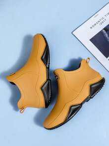 1 par de botas de chuva curtas, leves e duráveis, calçado aquático moderno para homens e mulheres, ideal para atividades ao ar livre (calçam meio número menor). - Castanho - Ver 5