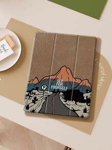 Mountain Peak Pattern Tablet Protective Case, Compatible With IPad 9.7/10.2/10.5/10.9/12.9/Pro 11 (10th Gen), Galaxy Tab S6 Lite 10.4 Inch, Kindle Paperwhite 12th Gen (2024), Kindle 11th Gen (2022), Soft Shock-Proof Protection, Smart Stand/Auto Wake/Sleep Function, Christmas Gift - Multicolor - View 1