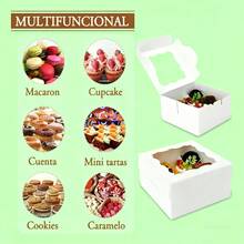 Mini Cajas Con Ventana Para Pasteles Donas Regalos Pan 50 Pz - Blanco - Ver 3