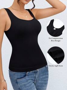 Women's Shapewear Camisole, Body Shaping Tight Waist Sleeveless Top - Black - View 4
