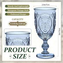 24 Pcs Plastic Goblets. 5oz Vintage Goblet Plastic Wine Glasses Colored Retro Embossed Goblets Wine Bar Shower Wedding Reception Grand Event Party Blue - 藍色 + 24 - 查看 3