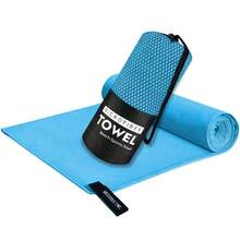 2/1 件超吸水超细纤维沙滩/游泳速干毛巾，柔软双面毛绒速干沙滩毯，纯色便携式瑜伽/健身运动毛巾，沙滩必需品，沙滩配件，泳池浮板