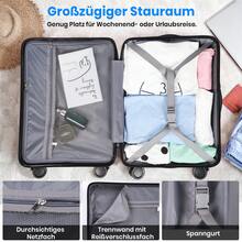 Carry-On Suitcase, Trolley Suitcase With Adjustable Telescopic Handle, ABS Hard Shell Suitcase With TSA Lock And Smooth Wheels, Luggage, Rolling Suitcase For Women & Men, 55*39*20cm - 黑色三件套 - 查看 9