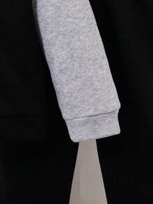 男童字母印花棒球夹克和裤子套装 - 黑色 - 查看 6