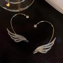 1 Paar Hip Hop Diamant Engel Flügel Ohrmanschette, Clip-On, modischer Clip-On Schmuck für Damen Tägliche Accessoires