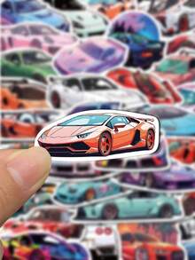 50pcs Exquisite Sports Cars Cartoon Graffiti Stickers, Creative Handbooks, Laptop, Water Cups, Guitars, Mobile Phones, Decorative Waterproof Stickers Decal Stickers,Sticker Cars,Laptop Sticker, Stickers,Stickers>Pvc,Sport Sticker,Stickers,,Car Stickers - Multicolor - View 13