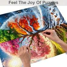 1厘米微型拼图，38厘米 x 26厘米，1000片，七色微型拼图，主题涵盖春、夏、秋、冬。精美设计，展现盛开的樱花、夏日海滩、色彩斑斓的秋叶和白雪皑皑的冬日景色。 - 彩色 - 查看 6