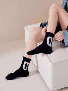 3 pares de calcetines de felpa coral para mujer, con diseños de letras y deportes, cálidos y cómodos, sin desprendimiento, aptos para dormir y usar en casa, otoño/invierno, calcetines acogedores - Multicolor - Ver 8