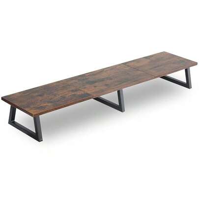 42 Inch Large Dual Monitor Riser,Rustic Brown Extra Long TV Stand Riser Monitor Stand For 2 Monitors Wood &Amp; Steel D...