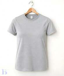 Camiseta Playera Regular Fit Cuello Redondo Manga Corta Mujer Dama Algodón Peinado - T-Shirt Básica Tacto Suave Primavera Verano Fresca Estampar, Bordar, Personalizar, Uniformes, Esenciales, Basica, Basicos, Essentials Varios Colores Uso Diario, Prenda Versátil Cómoda Estilo Casual, Combinaciones Jeans Pantalones Cortos Mujer Dama Chic Promocion Becktel Hecho en Mexico - Gris - Ver 3