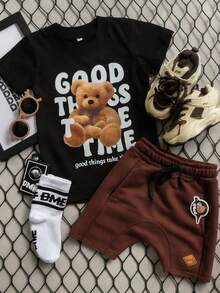 conjunto  2 pçs Shorts Bermuda infantil menino Masculina 2 a 12 anos -FORMA GRANDE - Multicolorido - Visão 3