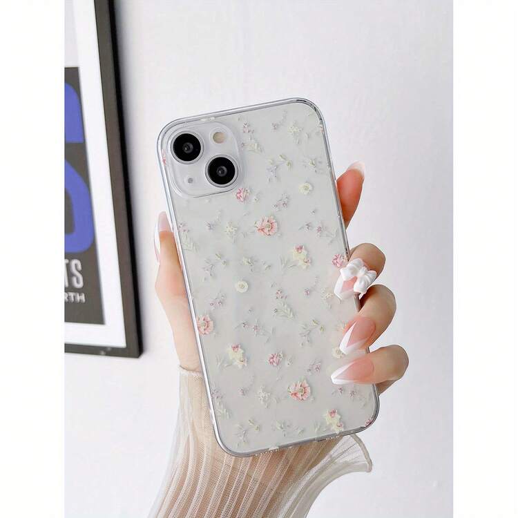 Funda Ultrafina a Prueba de Golpes y Resistente a las Manchas, Funda de Teléfono Transparente con Patrón Floral de Color Claro, Funda de Teléfono Minimalista y Premium - 1 pieza - Añade 8
