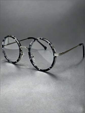 New Fashionable Retro Artistic Metal Round Non-Prescription Glasses Sunglasses, For Party, Casual, Business, Commute, Personalized, Unisex