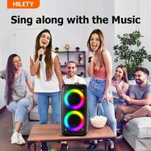 Wireless Speaker With Subwoofer, Large Powerful Speaker, Stereo Speaker, Outdoor Wireless Speaker, Party Disco Lights, With LED Atmosphere Lamp, TWS, MicroSD, AUX, MIC - Black - View 8