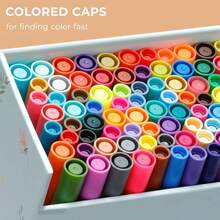 Ohuhu Markers For Adult Coloring Books No Bleeding 100 Colors Coloring Markers Water-Based Dual Tips Fineliner & Brush Drawing Pens Art Pens For Adults Sketch Journal - Maui - White - 100色 - 查看 2