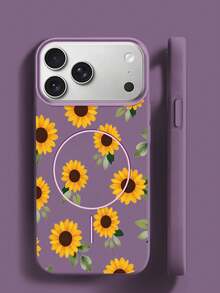 Custodia magnetica opaca per iPhone 17 Pro Max e 17 Air, custodia protettiva in TPU a forma di girasole, scocca morbida e antiurto - Viola - Visualizzare 14