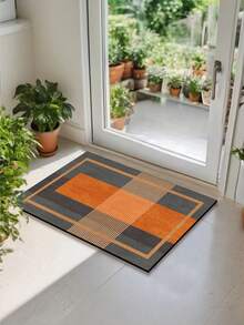 A Piece Of Silicone Kitchen Mat With Advanced Line Splicing, Nordic Modern Style Pattern, Cushioned And Anti-Fatigue, Water-Absorbent And Quick-Drying, Non-Slip, Suitable For Kitchen, Bathroom, Entrance Door, Laundry Room And Other Places. ,Room Decor - Multicolor - View 6