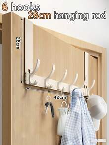 New No-Drill Door Hook, Over-The-Door Hanging Rack, Extended Length Door Mounted Clothes Hanger, Essential For Hanging Clothes. Ideal For Bedroom Storage. - Multicolor - View 19