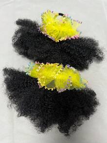2 SET/PACK Kids Hair Buns Kids Afro Puff Soft Hair Marley Kinky Bulk For Hair Girl With Elastic - Natural Black - View 11