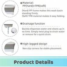 TFKI Collapsible Wash Basin For Baby Bottles - 2.4 Gallons Portable Wash Bin For RV Camping Sink Space-Saving Dish Tub Gray - Xám - Xem 3