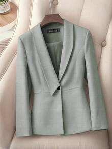 HOMEYEE Vintage Lapel Collar Long Sleeve Casual Blazer, Suitable For Office, Business And Leisure Occasions, All Season - 灰色 - 查看 3