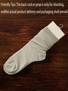 5 Pairs Mixed Color Metallic Shiny Crinkle Socks, Metallic Luster Mid-Calf Socks - Multicolor - View 2