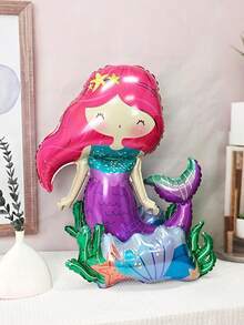 1 quả bóng bay hình nàng tiên cá 4D và 20 quả bóng bay cao su Macaron, thiết kế hình nàng tiên cá nút 4D với rong biển, sao biển, vỏ sò trang trí, thích hợp cho tiệc nàng tiên cá, tiệc sinh nhật, tiệc đại dương, tiệc công chúa nàng tiên cá, trang trí nhà cửa, đạo cụ chụp ảnh - Nhiều màu - Xem 1