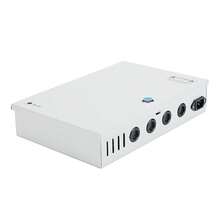 Fuente de alimentación conmutada de 120 W Fuente de alimentación para vigilancia (incluye toma hembra + enchufe estándar estadounidense) Caja metálica con cerradura para fuente de alimentación de 18 canales Caja de distribución de alimentación para cámaras Fuente de alimentación regulada de CC de 12 V y 10 A con 18 canales Unidad de distribución de alimentación LED - Gris Claro - Ver 1