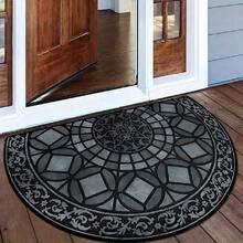 Luxury Non-Slip Semi-Circular Welcome Mat-5 Mm Thick Retro Style, High-Quality Polyester Fiber With Complex Geometric Patterns, Very Suitable For Indoor Bedroom Or Balcony Decoration, Front Door Welcome Mat.